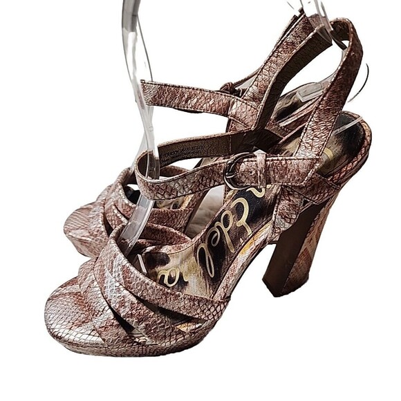 Sam‎ Edelman Womens Shoes Strappy Platform Heels Sandals Snake Print Size 6.5 - Picture 4 of 9